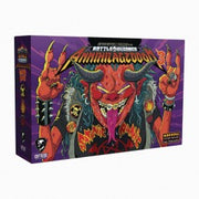 Epic Spell Wars of the Battle Wizards: ANNIHILAGEDDON 3 - SATANIC PANIC - Colorful rectangular card game box featuring a demonic cartoon character with horns, a long tongue, and skeletal hands on a.