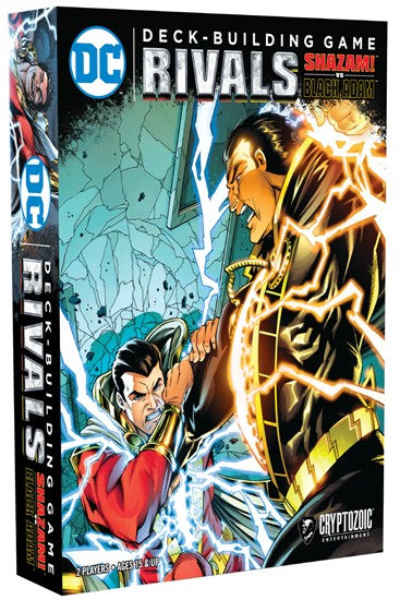 DC Deck-Building Game: Rivals - Shazam! vs. Black Adam - DC Deck-Building Game box featuring Shazam and Black Adam in dynamic clash with lightning effects on blue and black.