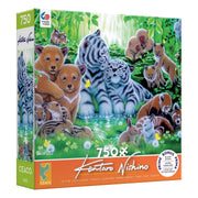 Animal Forest 750 Piece Puzzle - 750-piece puzzle box featuring colorful illustration of various forest animals in lush green jungle setting.