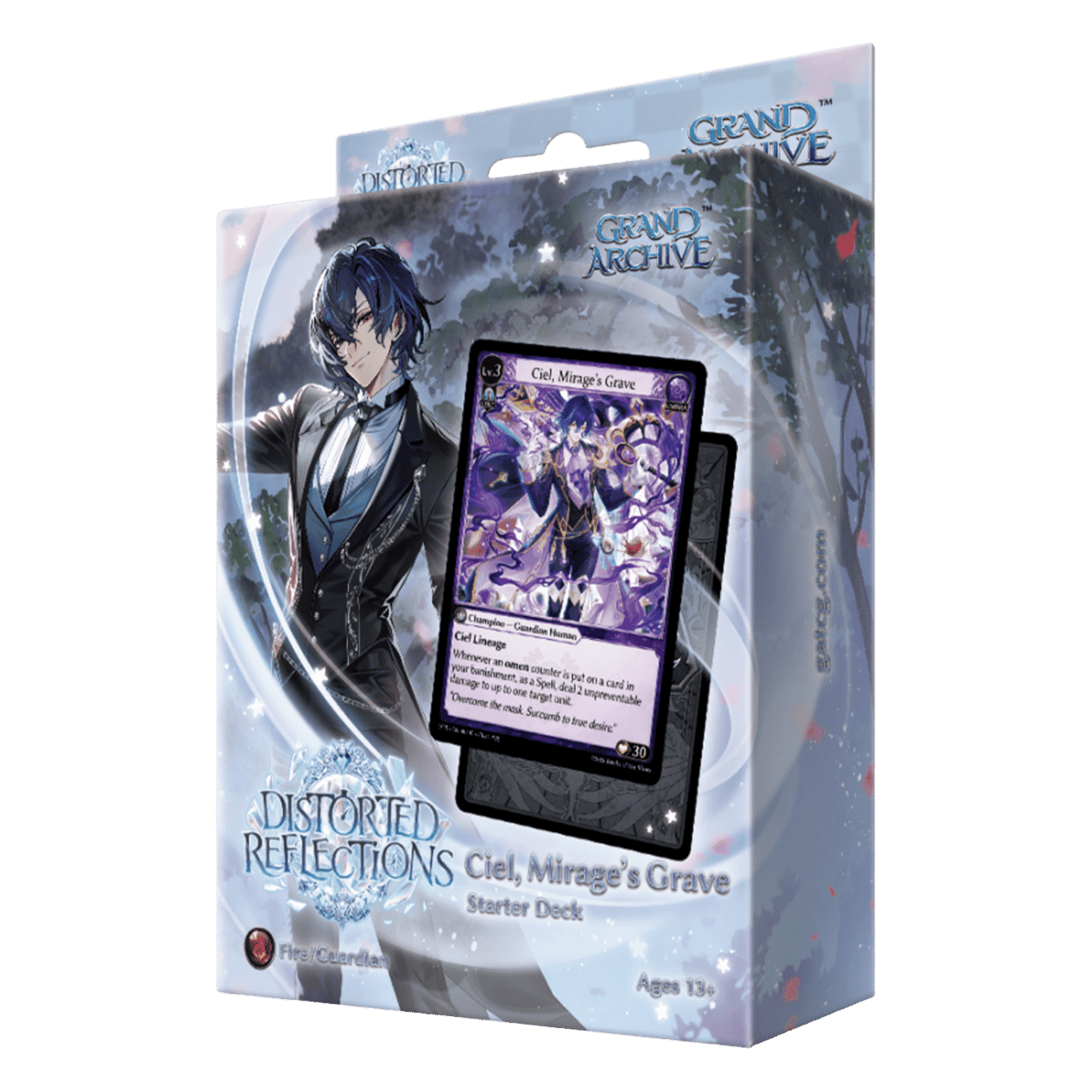 Grand Archive TCG: Ciel, Mirage's Grave Starter Deck - Ciel, Mirage's Grave Starter Deck in a rectangular box with purple and black fantasy card art on front featuring a.