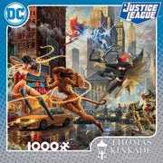 The Women of DC 1000 Piece Puzzle - 1000-piece puzzle featuring colorful comic-style illustration of Women of DC superheroes in action with cityscape background.