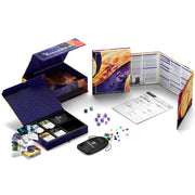 Daggerheart Core Set - Limited Edition - Dark blue and purple game box with illustrated cover, assorted colorful dice, character sheets, tokens, and a rulebook.