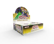 Yu-Gi-Oh! Doom of Dimensions - Booster Box - Yu-Gi-Oh! Doom of Dimensions booster box with vibrant fantasy artwork and gold-accented packaging.