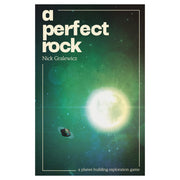 A Perfect Rock (PREORDER) - Book cover with white lowercase text "a perfect rock" and author name Nick Gralewicz on a dark green space background.