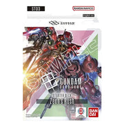 Gundam Card Game - Clan Unity Starter Deck - Gundam Card Game Clan Unity Starter Deck with dynamic robot artwork in red and blue tones, packaged in a rectangular box.