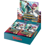 Cardfight Vanguard - Destined Showdown Booster Box - BT04 - Blue and teal Cardfight Vanguard Destined Showdown BT04 booster box featuring anime characters with dynamic backgrounds and.
