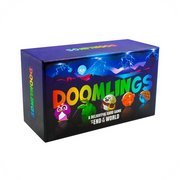Doomlings: Classic (PREORDER) - Colorful Doomlings board game box with cartoon creatures on dark, stormy background, preorder label.