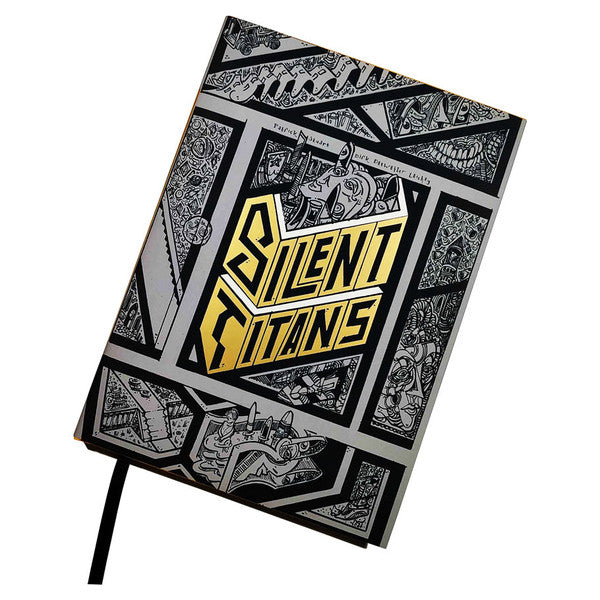 Silent Titans - Black and gray hardcover RPG book titled Silent Titans with detailed geometric and mechanical illustrations on the cover.