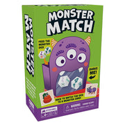 Monster Match - Bright green Monster Match kids game box featuring a purple monster with three eyes and dice illustrations.