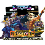 Elestrals - Firestorm Hermes vs. Zeus Double Starter Deck Bundle - Elestrals Firestorm Divine Champions double starter deck bundle with vibrant illustrated characters and four booster packs.