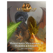 Level Up Advanced 5E: Monstrous Menagerie II: Hordes & Heroes - Hardcover RPG book with illustrated cover showing black and gold two-headed dragon breathing green and orange flames.