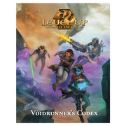 Level Up Advanced 5E: Voidrunner’s Codex Hardcover (PREORDER) - Hardcover RPG book with sci-fi cover art showing four characters wielding futuristic weapons against a cloudy, colorful.