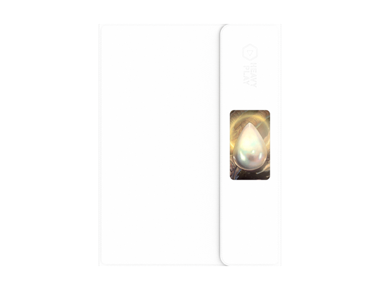Heavy Play ETB Playmat: Art Masters Series - Pearl - White rectangular playmat with a smooth surface, featuring a small window displaying a pearl-like drop design in soft gold.