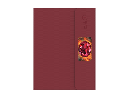 Heavy Play ETB Playmat: Art Masters Series - Ruby - Deep red rectangular playmat with a smooth texture and a small vibrant ruby graphic on one edge.
