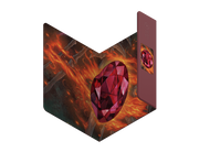 Heavy Play ETB Playmat: Art Masters Series - Ruby - Folded playmat featuring a large, faceted ruby gem design with fiery orange and dark background tones, accented by a solid.