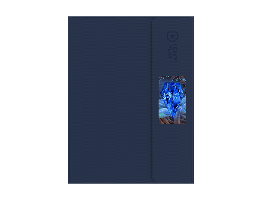 Heavy Play ETB Playmat: Art Masters Series - Sapphire - Dark blue foldable playmat with a smooth finish and a small window displaying vivid sapphire-blue artwork.
