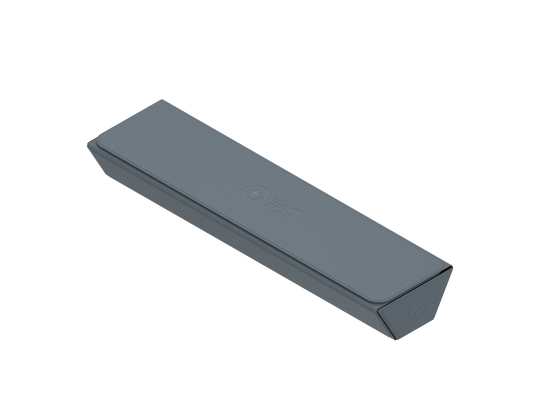 Heavy Play ETB Playmat Tube - Artificer Grey - Rectangular dark grey playmat storage tube with rounded edges and embossed logo on top.