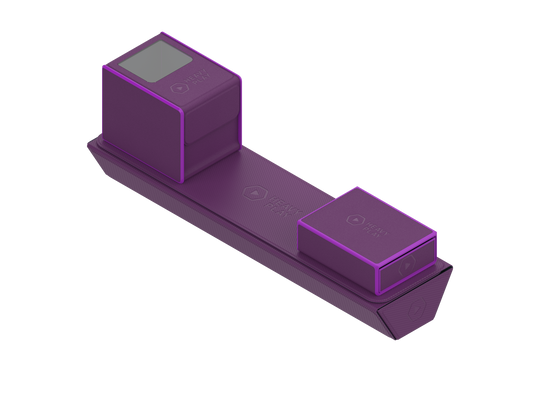 Heavy Play ETB Playmat Tube - Noble Purple - Noble purple heavy play ETB tube with two cushioned rectangular blocks on a flat base panel.
