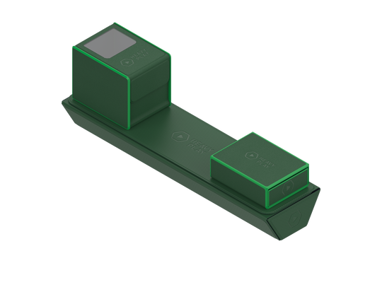Heavy Play ETB Playmat Tube - Ranger Green - Ranger green rectangular playmat tube with two cube-shaped end caps and contrasting green edges.