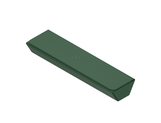 Heavy Play ETB Playmat Tube - Ranger Green - Rectangular heavy-duty playmat tube in matte ranger green with embossed logo on top.