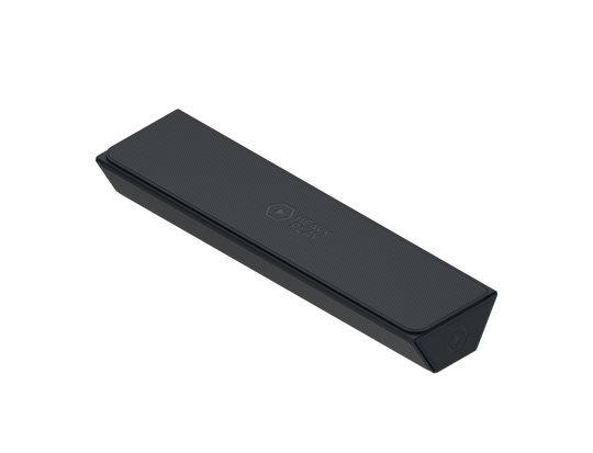 Heavy Play ETB Playmat Tube - Warlock Black - Black rectangular rigid playmat tube with rounded edges and embossed logo on top.