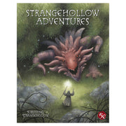 D&D 5E: Strangehollow Adventures (PREORDER) - RPG book cover with a hooded figure holding a glowing light facing a large pink-spiked monster in a dark forest.