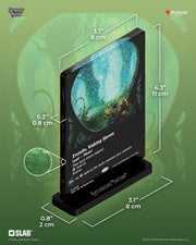 Magic: The Gathering - Evendo, Waking Haven Standee - Rectangular clear acrylic standee featuring vibrant blue and green fantasy forest artwork with black base and printed.