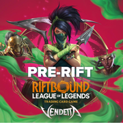 Riftbound: Vendetta Pre-Rift Event - Murray - Vendetta Pre-Rift Event featuring a masked female character with crossed arms, dark hair, and sharp silver weapons against a