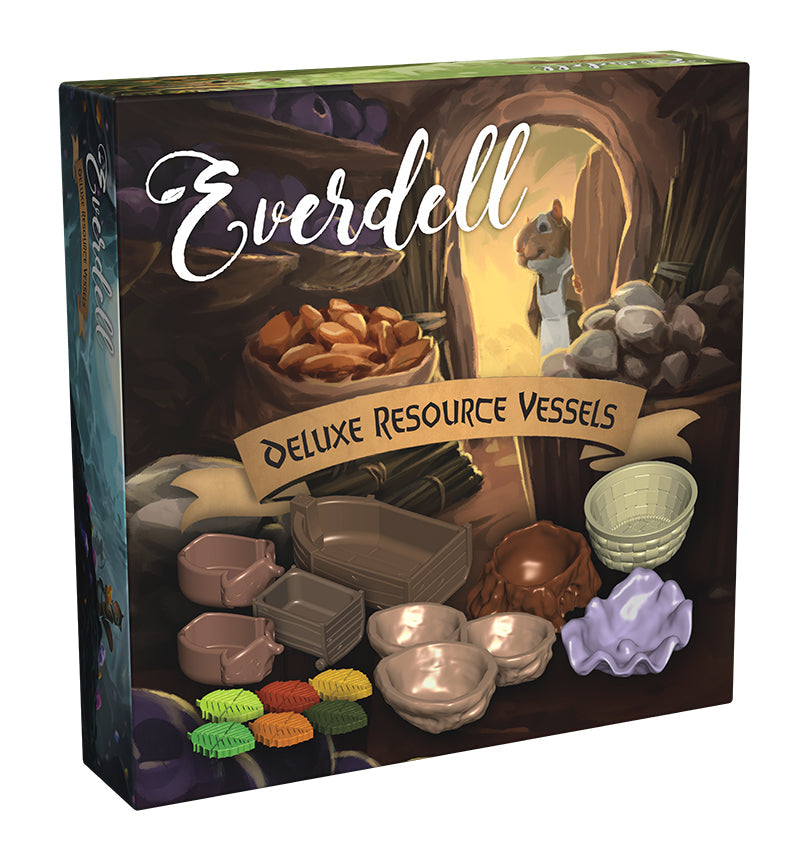 Everdell: Deluxe Resource Vessels 2nd Edition (PREORDER) - Boxed board game expansion featuring detailed resin resource tokens in various shapes and colors for Everdell Deluxe.