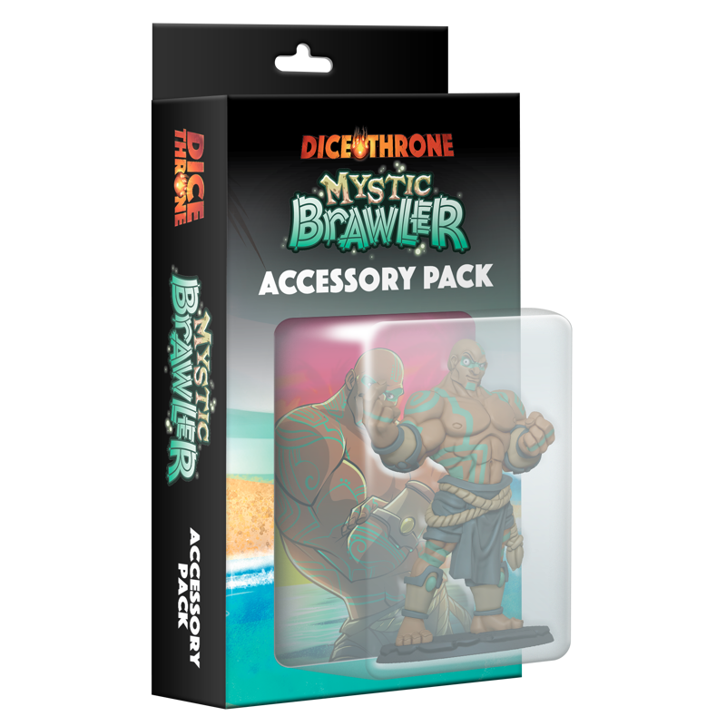 Dice Throne - Accessory Pack - Mystic Brawler - Dice Throne Mystic Brawler Accessory Pack featuring muscular warrior figures in dynamic poses inside black and teal.