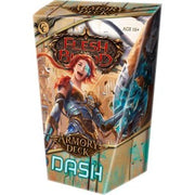 Flesh and Blood: Armory Deck Dash I O - Flesh and Blood Armory Deck box featuring red-haired female warrior with glowing blue sword on a bronze and teal background.