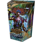 Flesh and Blood Armory Deck: Maxx The Hype Nitro - Flesh and Blood Armory Deck box featuring character Maxx The Hype Nitro in futuristic armor with vibrant, metallic colors.