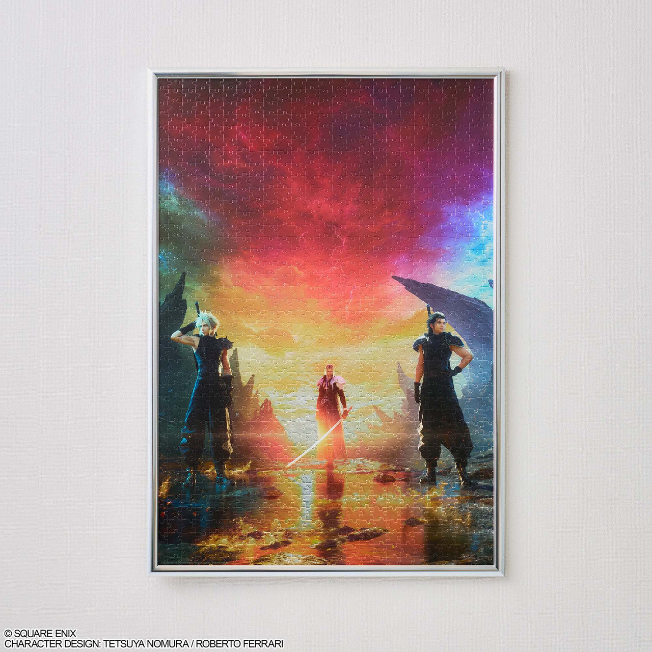 Puzzle: Final Fantasy VII Rebirth- Key Art (1000 piece) - 1000-piece puzzle featuring vibrant Final Fantasy VII Rebirth key art with three characters against a colorful sky.