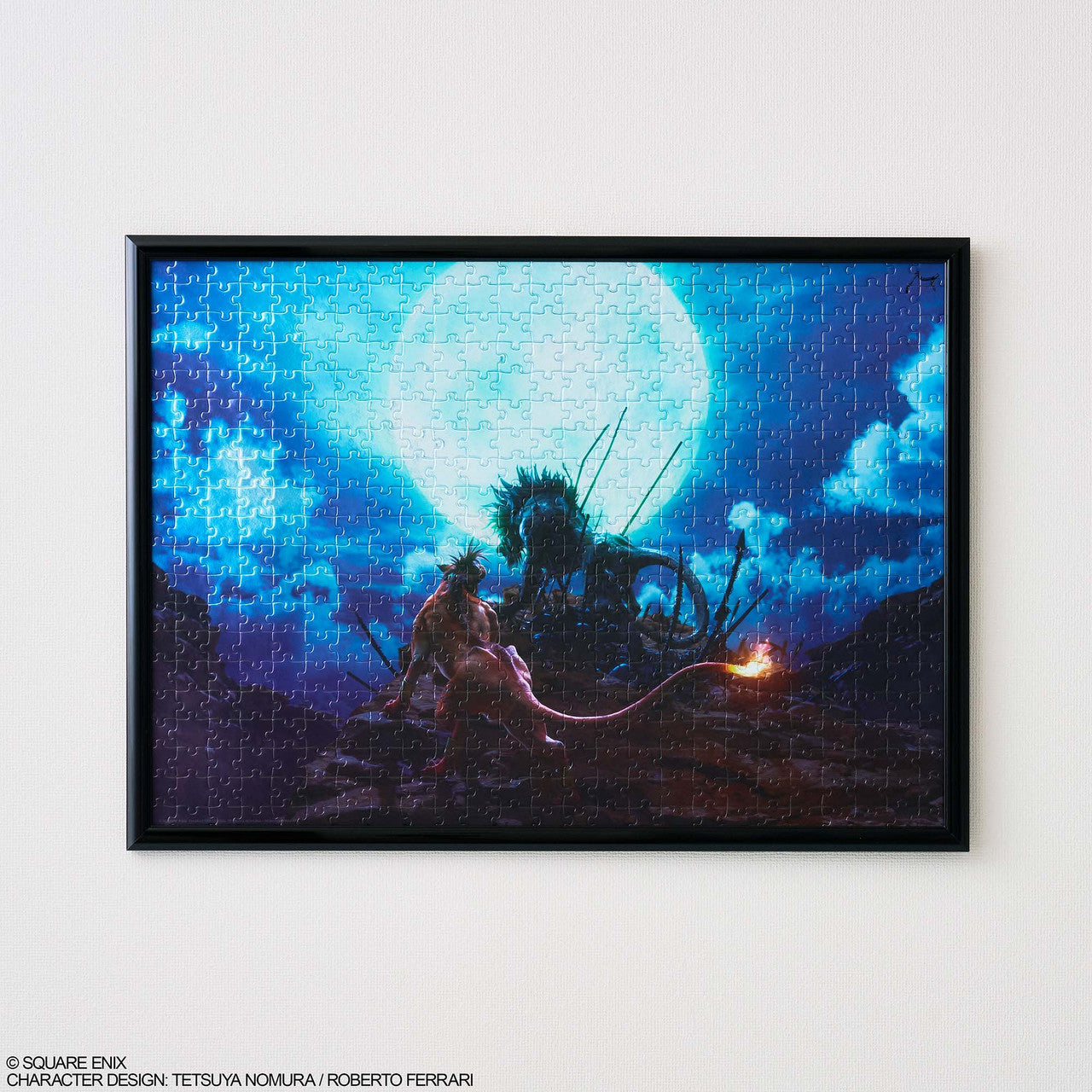Puzzle: Final Fantasy VII Rebirth- Red XIII (500 piece) - Framed 500-piece puzzle featuring vibrant Final Fantasy VII Rebirth artwork with Red XIII under a glowing full moon.