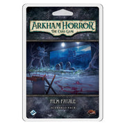 Arkham Horror LCG: Film Fatale Scenario Pack - Arkham Horror card game expansion pack with dark blue, black, and grey cover art featuring a shadowy graveyard scene and.
