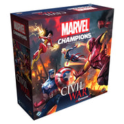 Marvel Champions LCG: Civil War Expansion - Marvel Champions Civil War Expansion board game box with Captain America, Iron Man, and Black Widow artwork in red and blue.