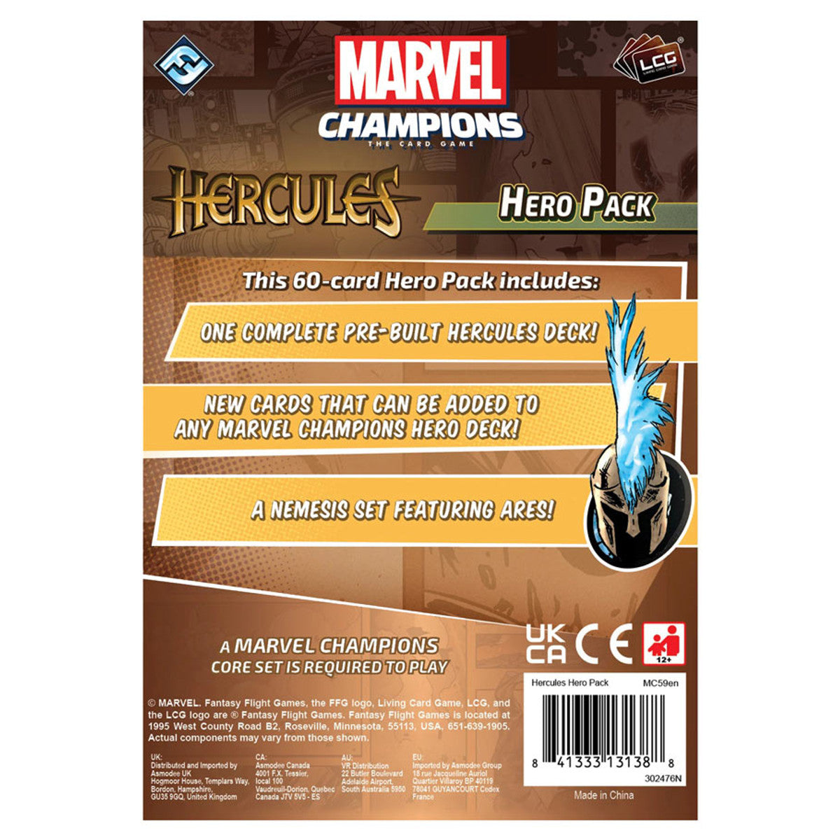 Marvel Champions: The Card Game - Hercules Hero Pack (PREORDER) - Marvel Champions Hercules Hero Pack with brown and gold card game packaging featuring blue lightning and hero text.
