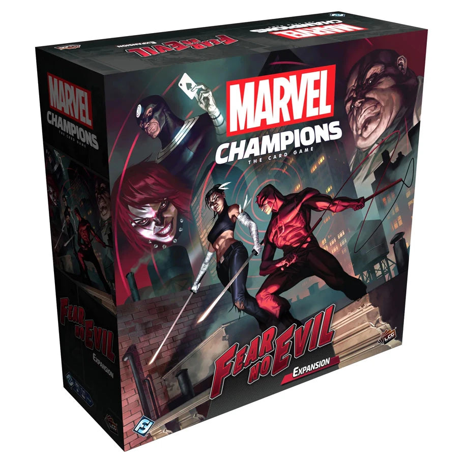 Marvel Champions Fear No Evil - Marvel Champions Fear No Evil board game box featuring dynamic superhero artwork with dark cityscape background and bold red