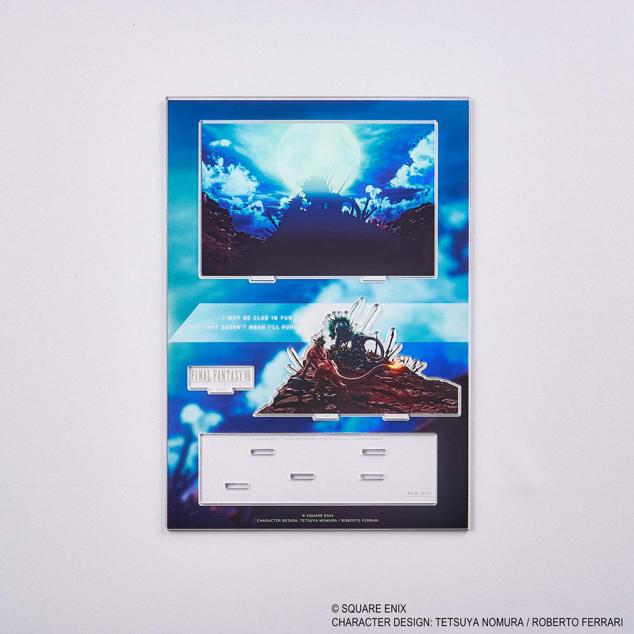 Final Fantasy VII Rebirth Acrylic Diorama - Red XIII (PREORDER) - Acrylic diorama featuring Red XIII from Final Fantasy VII Rebirth, with vibrant blue background, character detail, and.