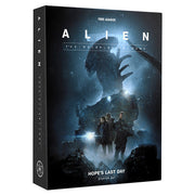 ALIEN RPG: Evolved Edition: Starter Set - Dark sci-fi themed game box with a large alien silhouette, three armed figures, and blue glowing highlights.