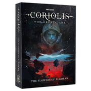 Coriolis: Adventure: The Flowers of Algorab (PREORDER) - Dark-themed RPG book cover featuring a space helmeted figure and red cosmic landscape.