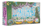 French Quarter - Colorful board game box with intricate floral design, purple wisteria, and elegant lettering reading "French Quarter".