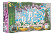 French Quarter - Colorful board game box with intricate floral design, purple wisteria, and elegant lettering reading "French Quarter".