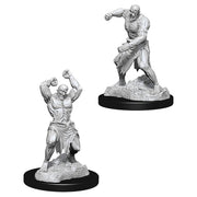 D&D Nolzur's Marvelous Miniatures: Flesh Golem - Gray plastic miniature of a muscular humanoid flesh golem with stitched body, posed ready to attack on a round black base.