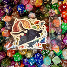 D&D Monsters Sticker Pack - Colorful D&D monsters stickers featuring a black dragon, green serpent, and other fantasy creatures on a background of.