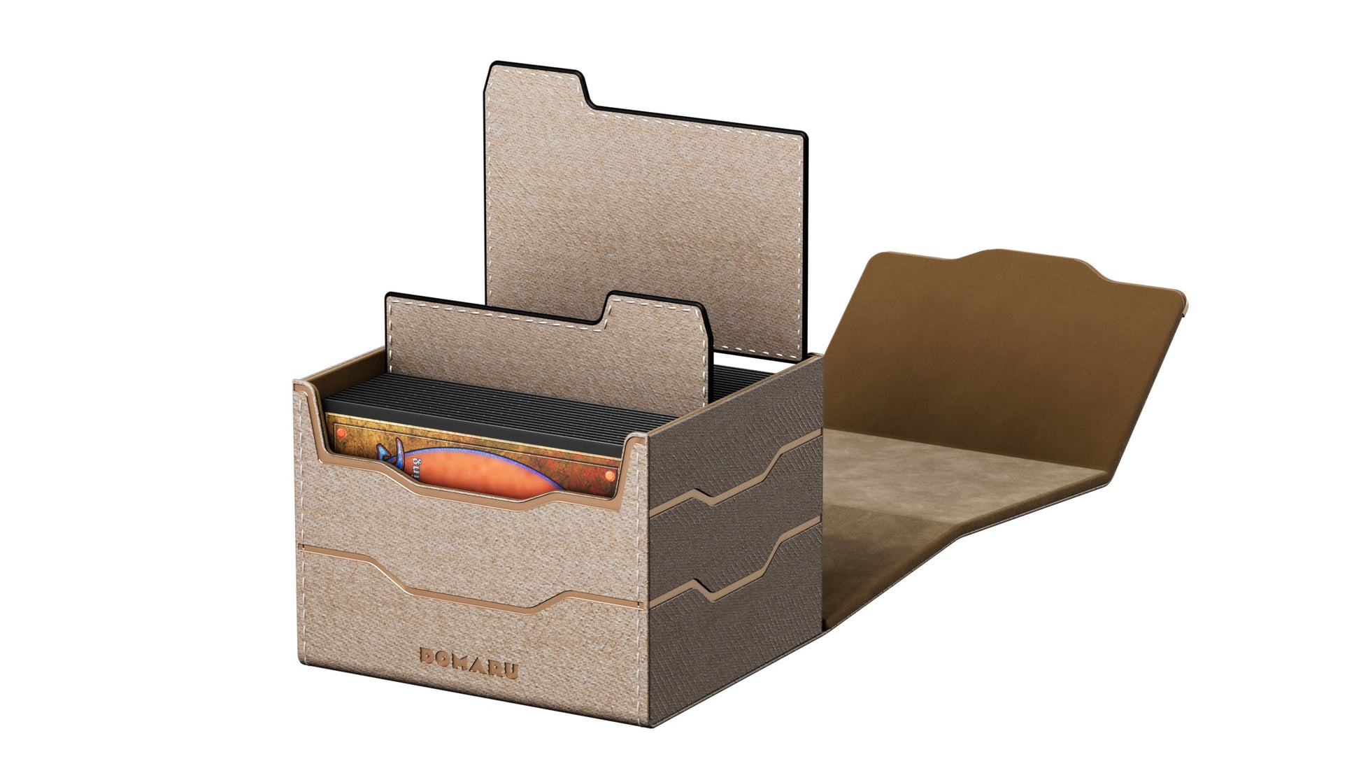 Gatherers' Tavern: Domaru Armory Collection Horizon 100+ Deck Box - Alabaster (PREORDER) - Alabaster-colored textured deck box with scalloped edges and fabric lining designed to hold over 100 cards.