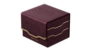Gatherers' Tavern: Domaru Armory Collection Horizon 100+ Deck Box - Carnelian (PREORDER) - Square deck box in deep carnelian red fabric with subtle gold wave accents and clean edges.