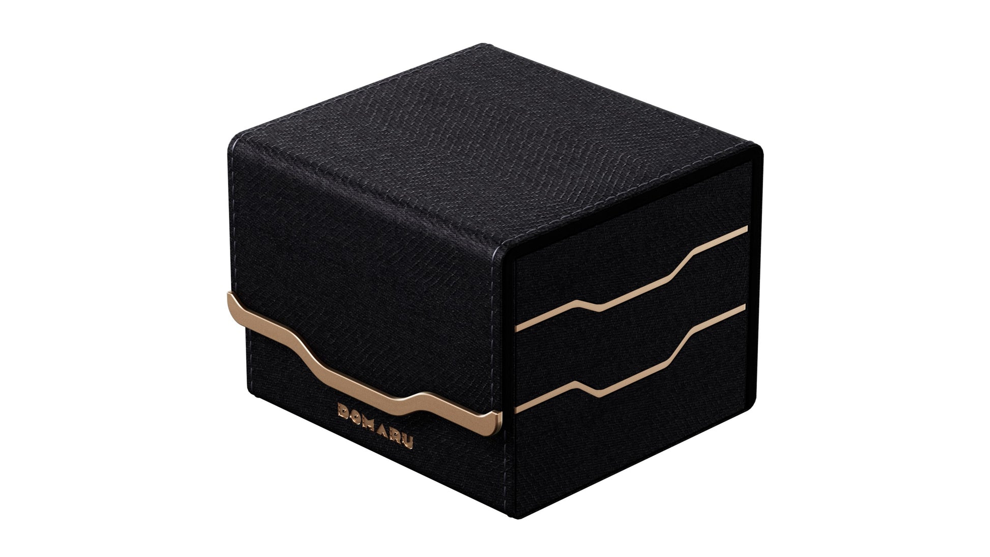 Gatherers' Tavern: Domaru Armory Collection Horizon 100+ Deck Box - Obsidian (PREORDER) - Matte black rectangular deck box with gold wave accents and subtle textured finish.