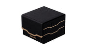 Gatherers' Tavern: Domaru Armory Collection Horizon 133+ Deck Box - Obsidian (PREORDER) - Black rectangular deck box with smooth matte finish and gold wave-like lines wrapping around the sides.