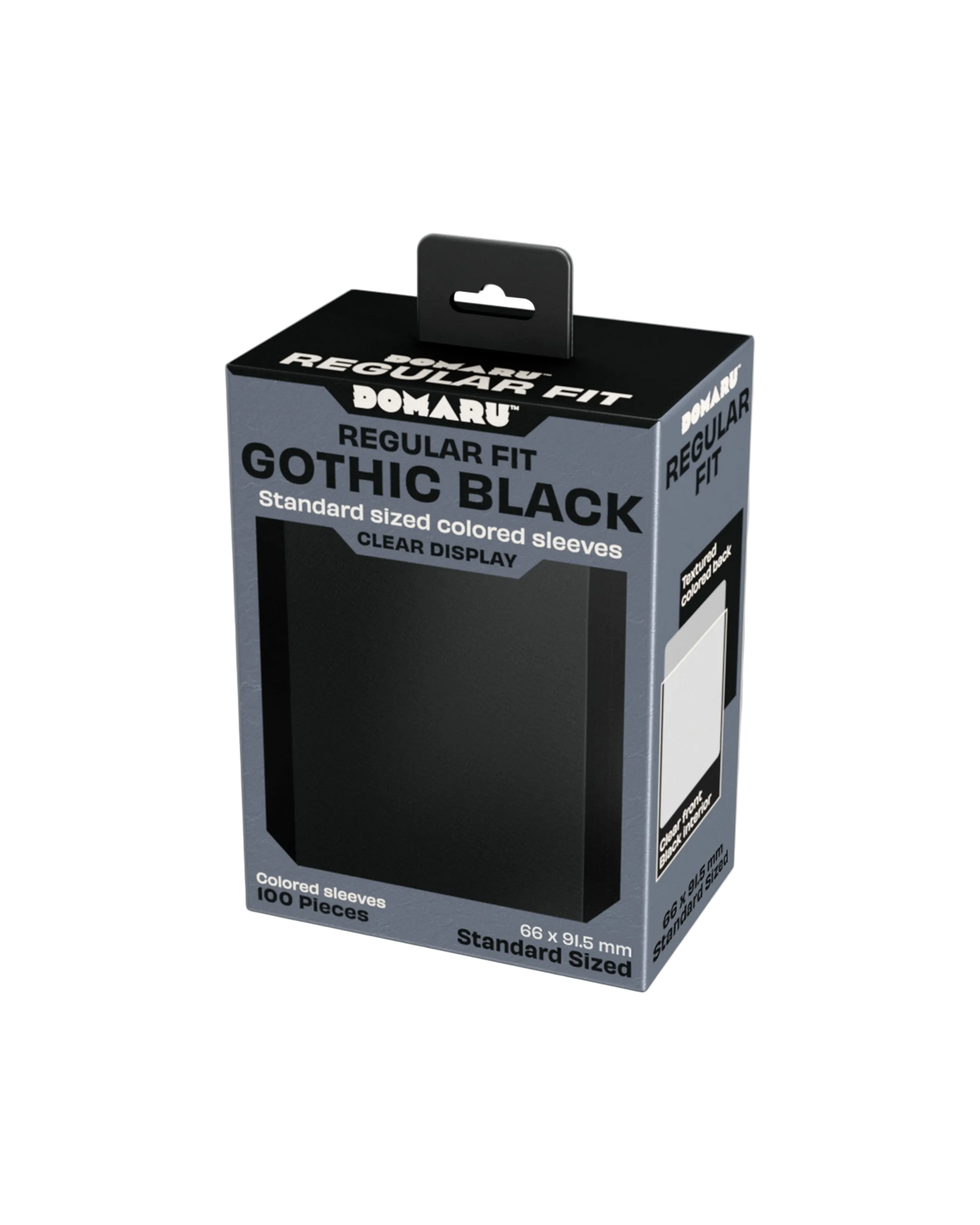 Gatherers' Tavern: Domaru Regular Fit Standard Sized Card Sleeve 100ct - Gothic Black - Box of 100 matte black standard-sized card sleeves for trading cards or board games.